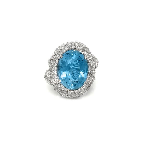 Authentic Aquamarine Diamond Ring