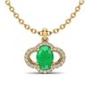 Image 1 : 2 ctw Emerald & Micro Pave VS/SI Diamond Necklace 10k Yellow Gold - REF-31X4A