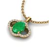 Image 2 : 2 ctw Emerald & Micro Pave VS/SI Diamond Necklace 10k Yellow Gold - REF-31X4A