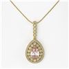 Image 2 : 4.17 ctw Morganite & Diamond Victorian Necklace 14K Yellow Gold - REF-186F9M