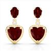 Image 1 : 8 ctw Garnet & VS/SI Diamond Designer Heart Earrings 10k Yellow Gold - REF-32A8N