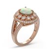 Image 2 : 3.93 ctw Certified Opal & Diamond Victorian Ring 14K Rose Gold - REF-149K3Y