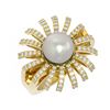 Image 3 : 0.9 ctw Diamond & Pearl Ring 18K Yellow Gold - REF-117M3G