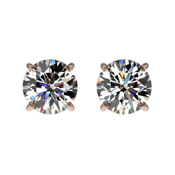 1.11 ctw Certified Quality Diamond Stud Earrings 10k Rose Gold - REF-72N3F