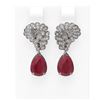 Image 1 : 7.73 ctw Ruby & Diamond Earrings 18K White Gold - REF-178X2A