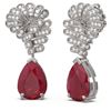 Image 2 : 7.73 ctw Ruby & Diamond Earrings 18K White Gold - REF-178X2A