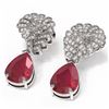 Image 3 : 7.73 ctw Ruby & Diamond Earrings 18K White Gold - REF-178X2A