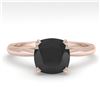 Image 1 : 3.0 ctw Cushion Black Diamond Engagment Designer Ring 18k Rose Gold - REF-73W5H