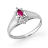 Image 1 : 0.22 ctw Ruby & Diamond Ring 10k White Gold - REF-10Y9X