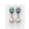 Image 1 : 5.83 ctw Blue Topaz & Diamond Earrings 18K Rose Gold - REF-128F2M