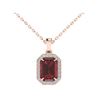 Image 2 : 6 ctw Garnet & Micro Pave VS/SI Diamond Necklace 14k Rose Gold - REF-39X5A