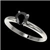 Image 1 : 0.75 ctw Fancy Black Diamond Solitaire Engagment Ring 10k White Gold - REF-19H3R