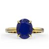 Image 1 : 3.50 ctw Sapphire Designer Solitaire Ring 18k Yellow Gold - REF-31R4K