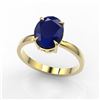 Image 2 : 3.50 ctw Sapphire Designer Solitaire Ring 18k Yellow Gold - REF-31R4K