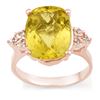 Image 1 : 6.10 ctw Lemon Topaz & Diamond Ring 10k Rose Gold - REF-23A9N