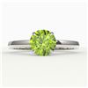 Image 1 : 2 ctw Peridot Designer Engagment Ring 18k White Gold - REF-27A3N