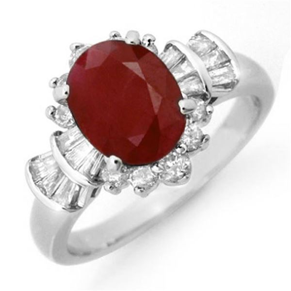 2.22 ctw Ruby & Diamond Ring 18k White Gold - REF-89F3M