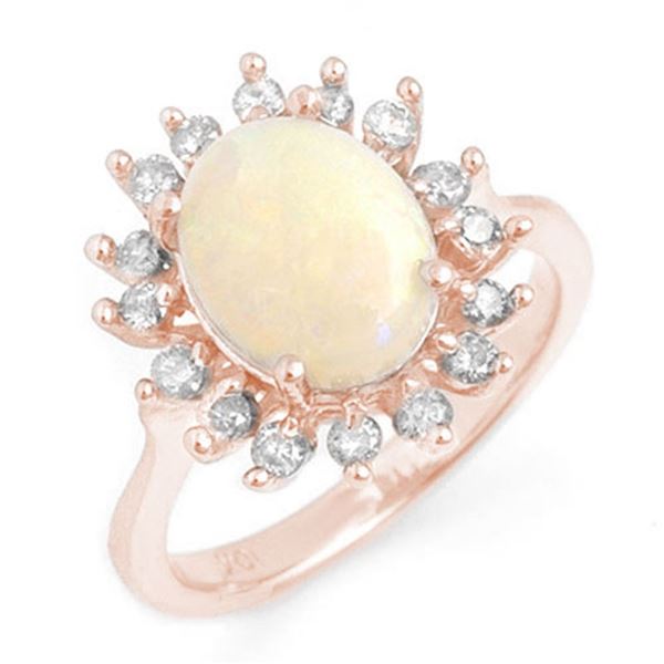 1.78 ctw Opal & Diamond Ring 14k Rose Gold - REF-87M3G