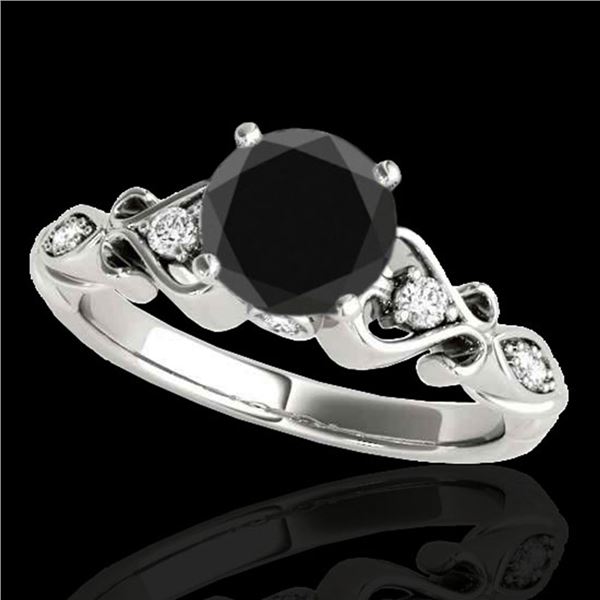 1.15 ctw Certified VS Black Diamond Solitaire Antique Ring 10k White Gold - REF-39N2F