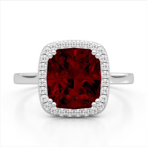 3 ctw Garnet & Micro Pave VS/SI Diamond Certified Ring 18k White Gold - REF-37A6N