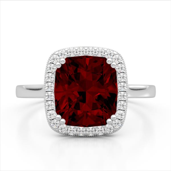 3 ctw Garnet & Micro Pave VS/SI Diamond Certified Ring 18k White Gold - REF-37A6N