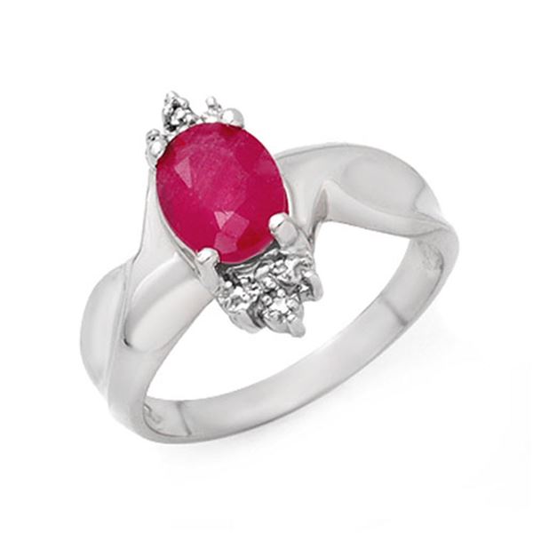 1.83 ctw Ruby & Diamond Ring 18k White Gold - REF-33X8A