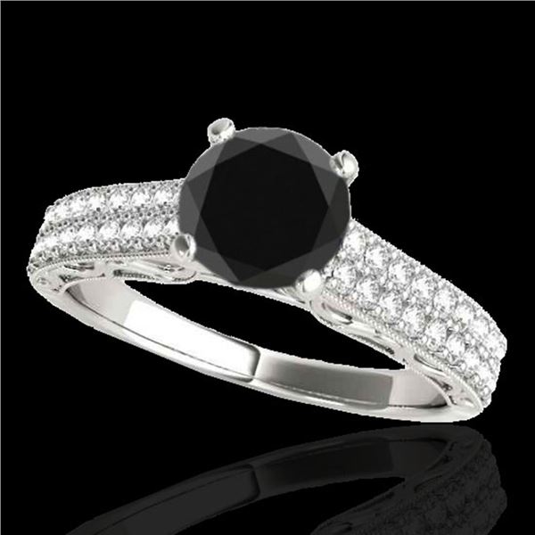 1.91 ctw Certified VS Black Diamond Solitaire Antique Ring 10k White Gold - REF-53H2R