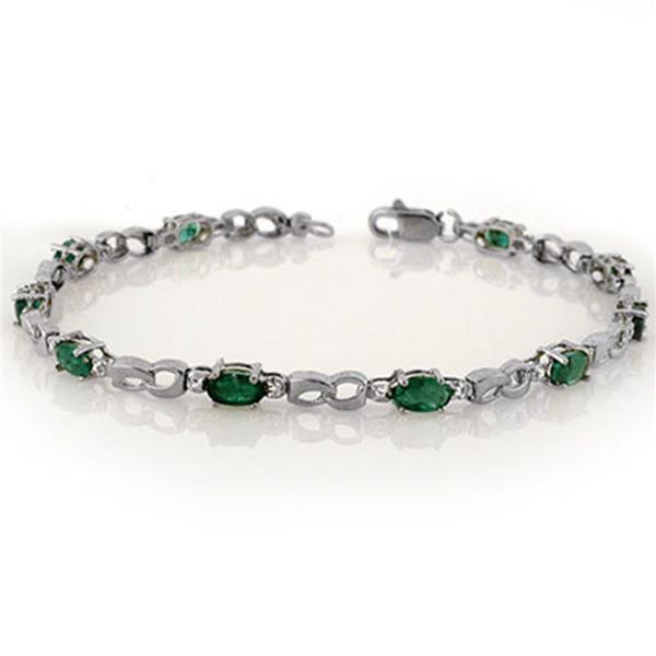 3.01 ctw Emerald & Diamond Bracelet 18k White Gold - REF-43K8Y