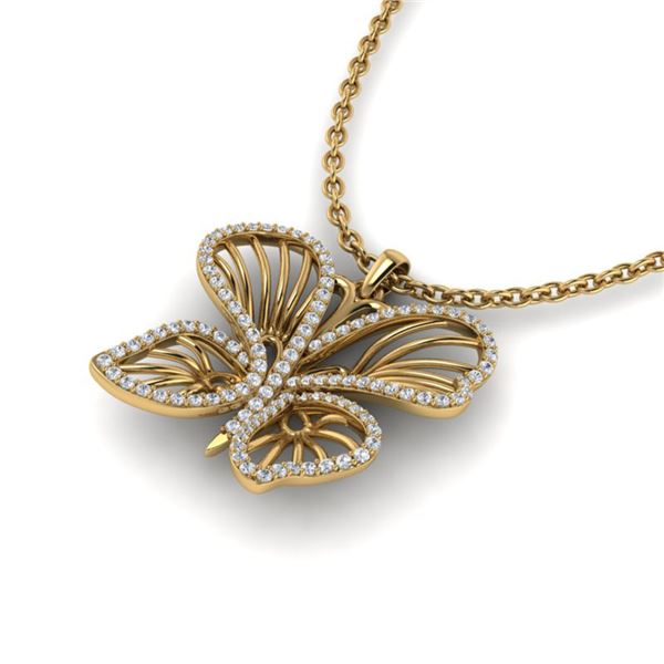 0.60 ctw Micro Pave Butterfly VS/SI Diamond Necklace 14k Yellow Gold - REF-47Y3X