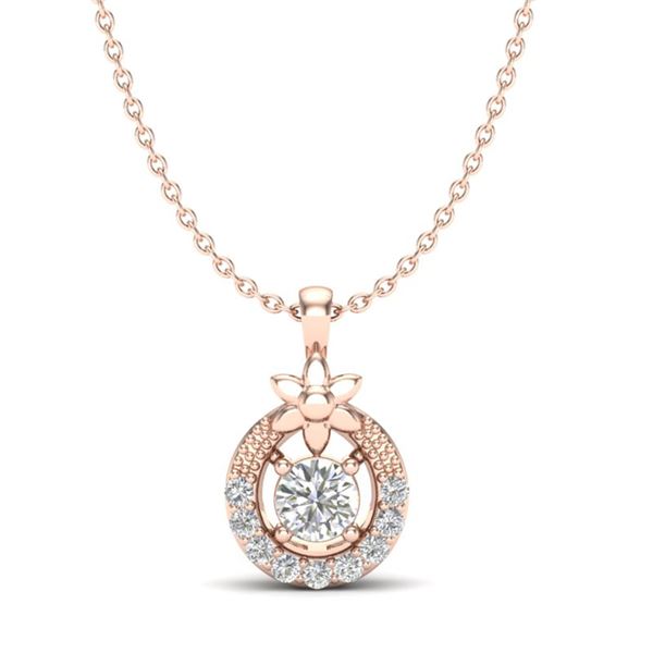 0.21 ctw Micro Pave VS/SI Diamond Certified Necklace 14k Rose Gold - REF-18F2M