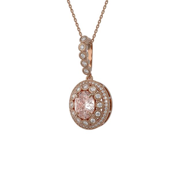 3.92 ctw Morganite & Diamond Victorian Necklace 14K Rose Gold - REF-167N5F