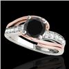 Image 1 : 1.5 ctw Certified VS Black Diamond Bypass Solitaire Ring 10k 2Tone Gold - REF-54R3K