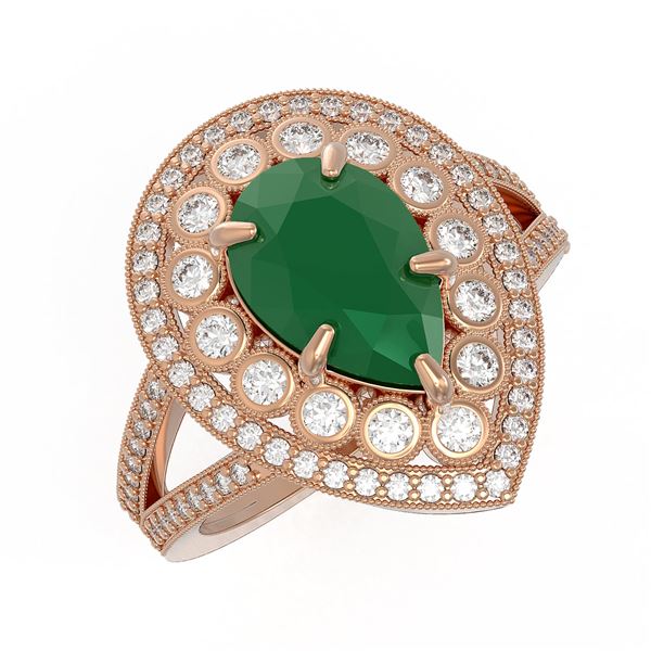 5.12 ctw Certified Emerald & Diamond Victorian Ring 14K Rose Gold - REF-178F2M