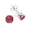 Image 2 : 4 ctw Cushion Cut Ruby Designer Stud Earrings 18k White Gold - REF-40G9W