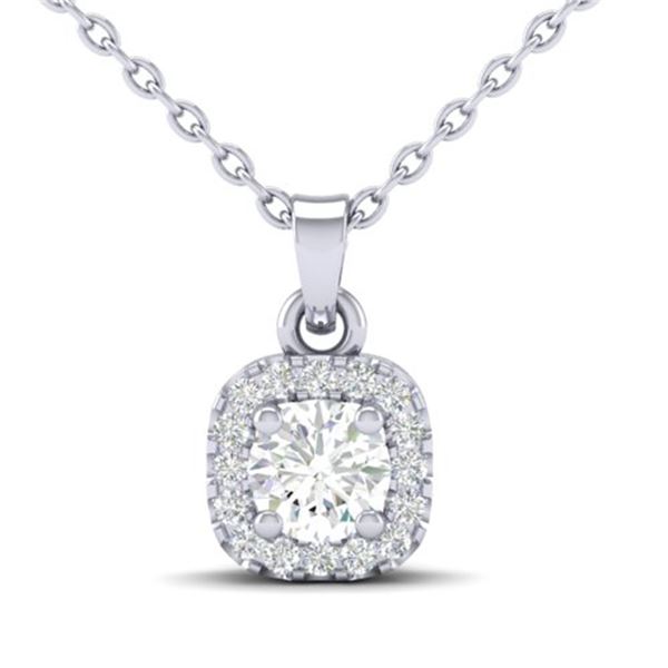 0.40 ctw Micro Pave VS/SI Diamond Necklace Halo 18k White Gold - REF-45R3K