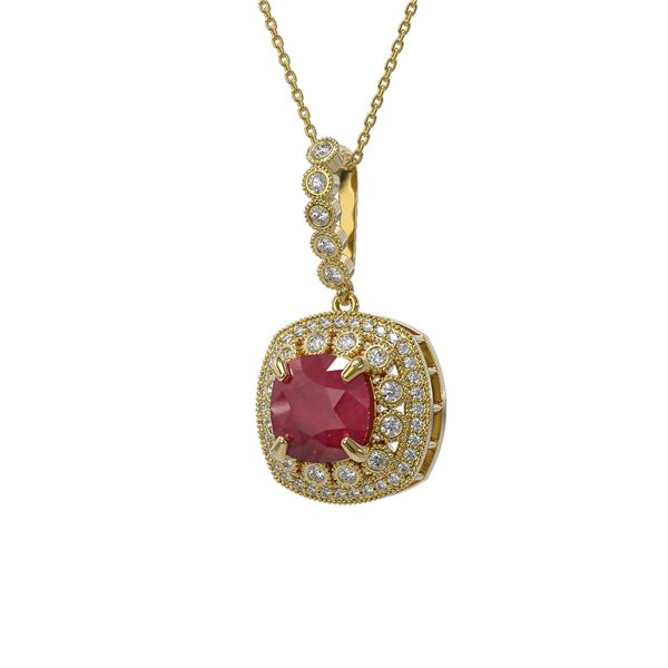 6.58 ctw Certified Ruby & Diamond Victorian Necklace 14K Yellow Gold - REF-209W3H