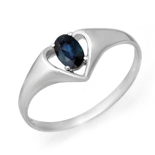 0.33 ctw Blue Sapphire Ring 10k White Gold - REF-7H2R