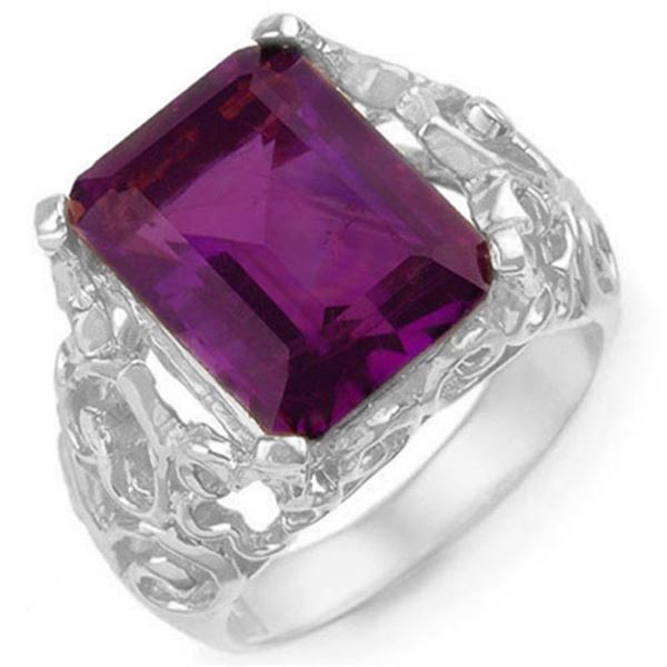 8.03 ctw Amethyst & Diamond Ring 10k White Gold - REF-32K2Y