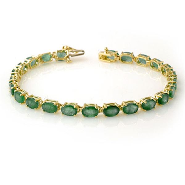 14.0 ctw Emerald Bracelet 10k Yellow Gold - REF-118H2R
