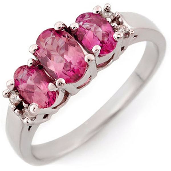 1.16 ctw Pink Sapphire & Diamond Ring 14k White Gold - REF-23X5A