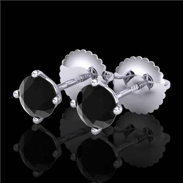 0.65 ctw Fancy Black Diamond Art Deco Stud Earrings 18k White Gold - REF-25R9K