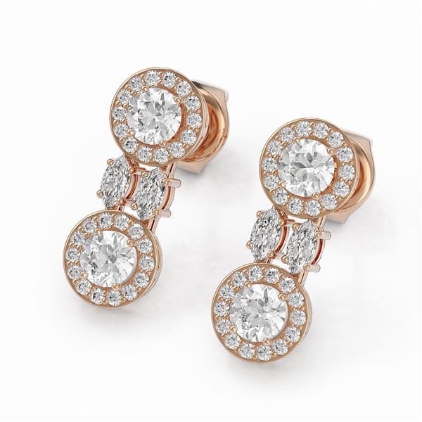 2 ctw Diamond Designer Earrings 18K Rose Gold - REF-249H3R