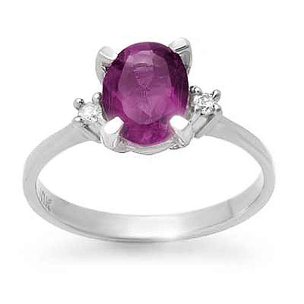 1.53 ctw Amethyst & Diamond Ring 10k Yellow Gold - REF-16W5H