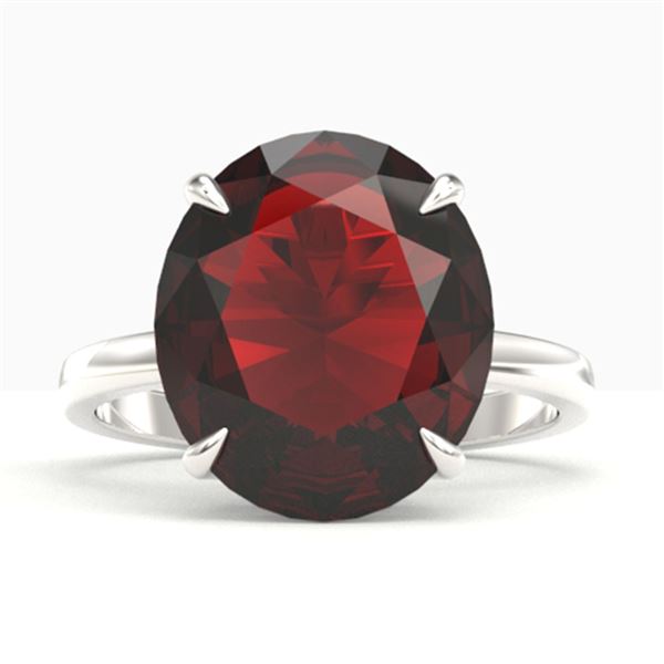 9 ctw Garnet Designer Solitaire Engagment Ring 18k White Gold - REF-34A3N