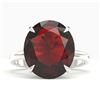Image 1 : 9 ctw Garnet Designer Solitaire Engagment Ring 18k White Gold - REF-34A3N