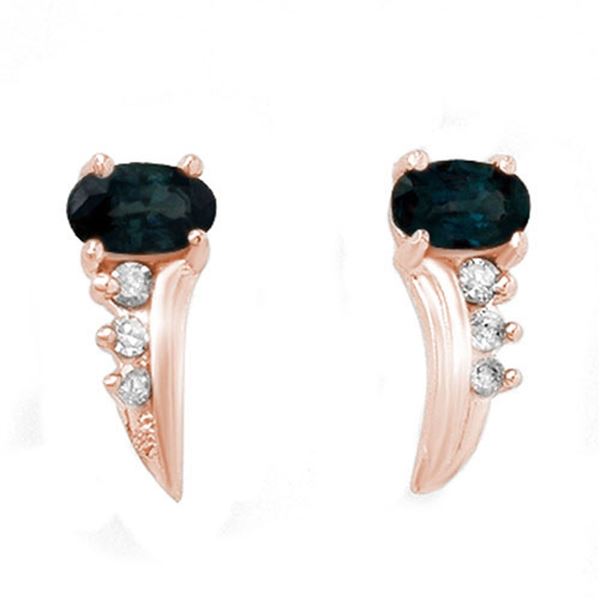 0.55 ctw Blue Sapphire & Diamond Earrings 18k Rose Gold - REF-17W2H