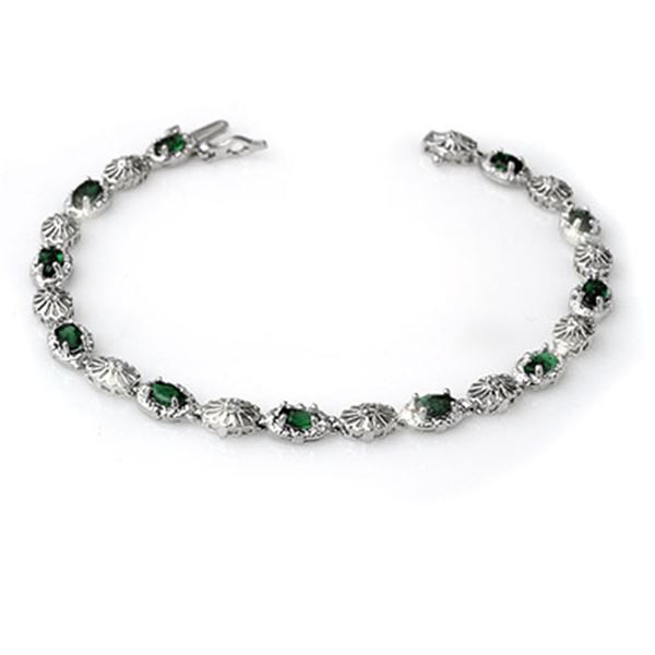 2.62 ctw Emerald & Diamond Bracelet 10k White Gold - REF-52A3N