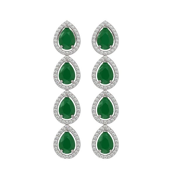 10.2 ctw Emerald & Diamond Micro Pave Halo Earrings 10k White Gold - REF-155W5H