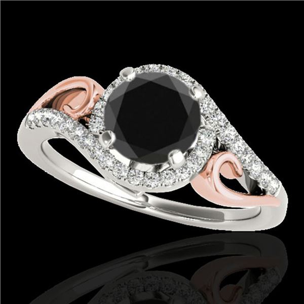 1.25 ctw Certified VS Black Diamond Solitaire Halo Ring 10k 2Tone Gold - REF-42H8R