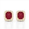 Image 1 : 2.50 ctw Ruby & Micro Pave VS/SI Diamond Certified Earrings 10k Yellow Gold - REF-38A2N